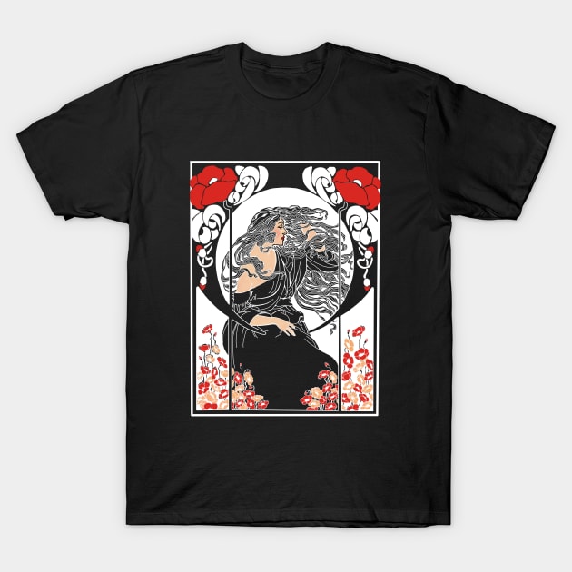 Art Deco Lady (on black) T-Shirt by Soth Studio